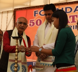 Foundation stone of 150 seats Boys' hostel