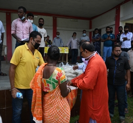 Distribution of food items in the adopted villages 