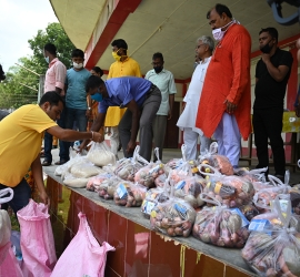 Distribution of food items in the adopted villages 