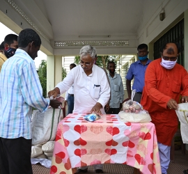 Distribution of food items in the adopted villages 