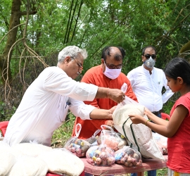 Distribution of food items in the adopted villages 