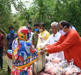 Distribution of food items in the adopted villages 