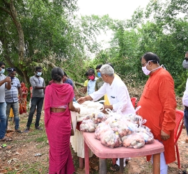 Distribution of food items in the adopted villages 