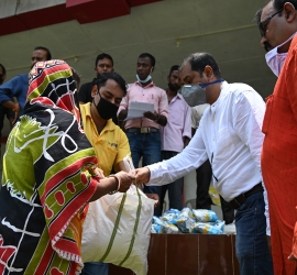 Distribution of food items in the adopted villages 